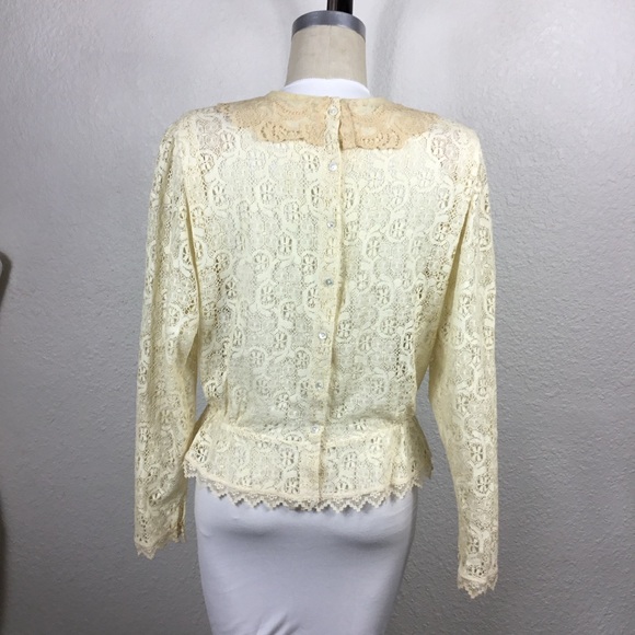 Outback Red Blouse Size S Sheer Vintage  Victorian 1970s Lace Long Sleev… - Picture 10 of 16